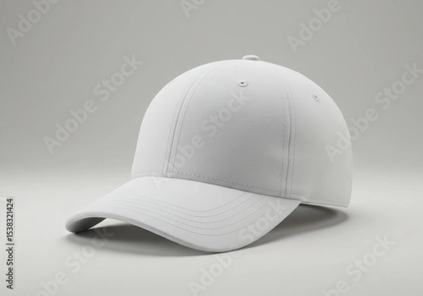 Fototapeta Close up of a plain white baseball cap on display
