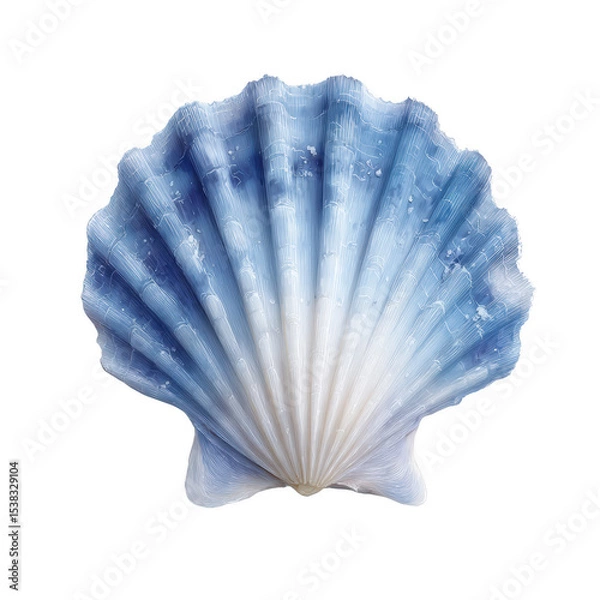 Fototapeta A beautifully textured blue seashell displayed against a white isolated background, showcasing intricate patterns and colors, ideal for coastal themed designs.