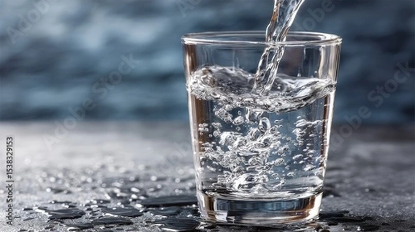 Fototapeta Committing to drink the recommended daily water amount, boosting health and energy through proper hydration.
