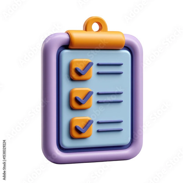 Obraz 3d checklist clipboard icon isolated on transparent background