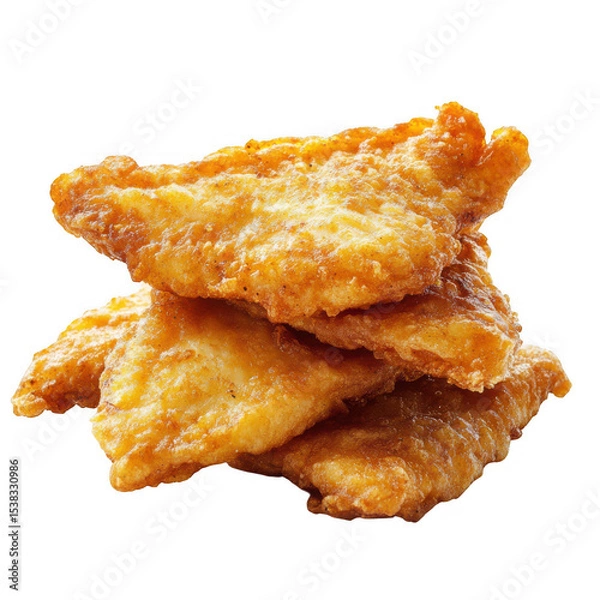 Fototapeta Crispy fried fish fillet stack isolated on transparent background