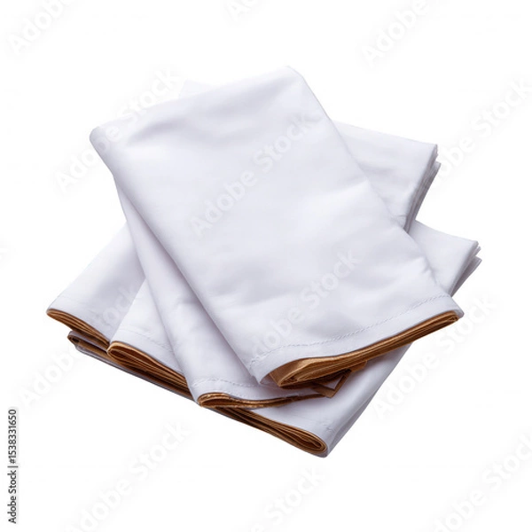 Fototapeta A stack of clean, crisp white napkins folded neatly. Ideal for restaurant settings, catering events, or dining table settings. Perfect for enhancing the dining experience.