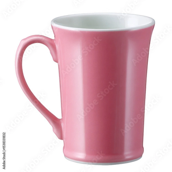 Fototapeta A stylish pink ceramic mug with a sleek design, perfect for hot beverages, displayed on a white isolated background.