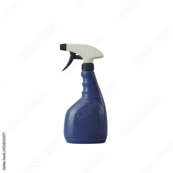Fototapeta Blue spray bottle with trigger nozzle on white isolated background, ideal for cleaning or industrial use.