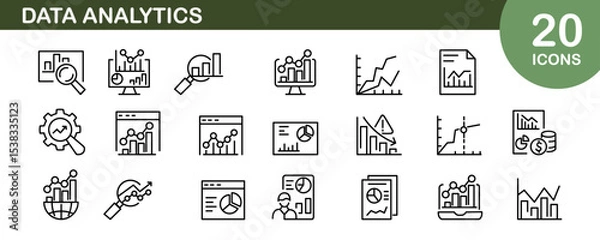 Fototapeta DATA ANALYSIS LINE ICON FOR LOGO AND VECTOR PERCENTAGE NEEDS