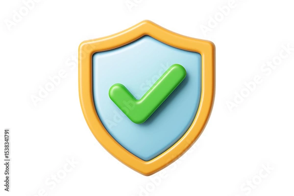 Fototapeta Secure Shield with Green Checkmark Icon for Verified Protection