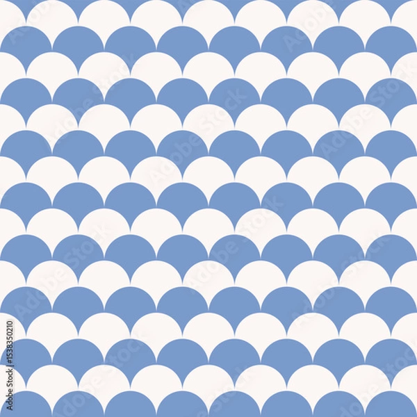 Fototapeta Modern blue and white circular overlapping pattern – seamless, stylish, and perfect for branding, packaging, or digital design. Ideal for backgrounds or textures. Trendy and versatile.