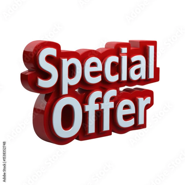 Obraz 3d red and white special offer text isolated on transparent background