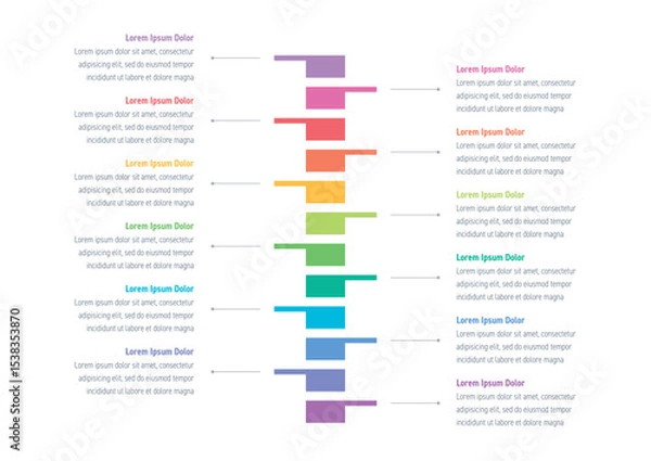Fototapeta twelve options information template. geometric infographic template. infographic template for business, education, industry, technology world. information template for annual report, magazine