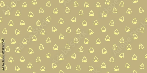 Fototapeta Seamless pattern with onigiri on brown background for decorative print, wrapping paper, menu, wallpaper and fabric