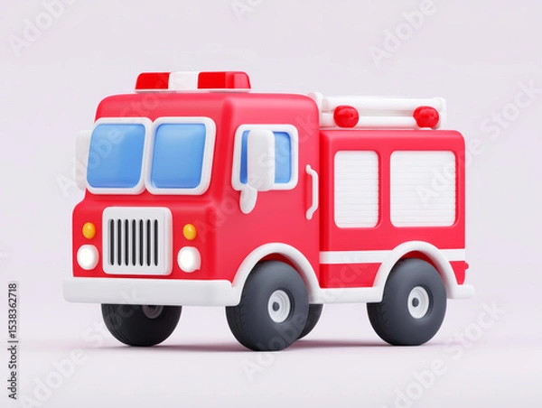 Obraz Red cartoon fire truck