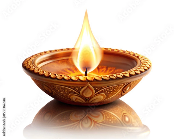 Obraz Diya with Glowing Flame Transparent