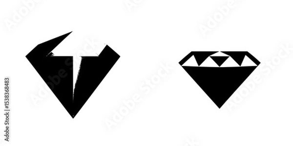 Fototapeta Set of black icons featuring geometric diamond shapes with distinct designs