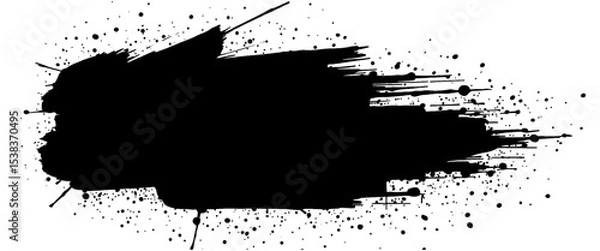 Fototapeta Vector stylish black brushstroke banner with ink splash	