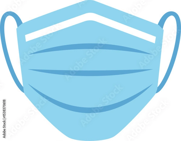 Fototapeta Blue color medical face mask.  Vector illustration with transparent background.	