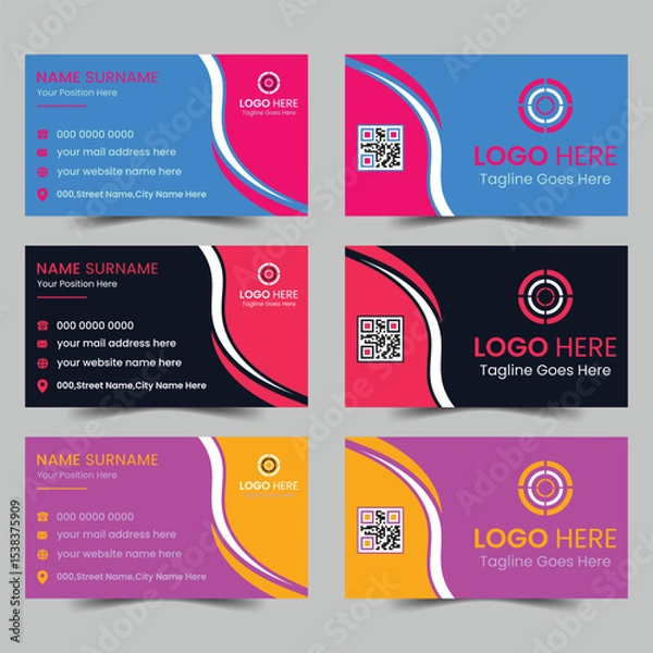 Obraz Corporate business card design template set vector.
