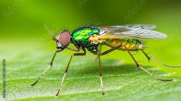 Fototapeta Macro view of flies playing a vital role in the food chain and life cycle, functioning as both decomposers and prey, essential to ecological balance and biological sustainability