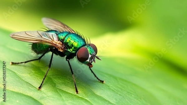 Fototapeta Macro view of flies playing a vital role in the food chain and life cycle, functioning as both decomposers and prey, essential to ecological balance and biological sustainability