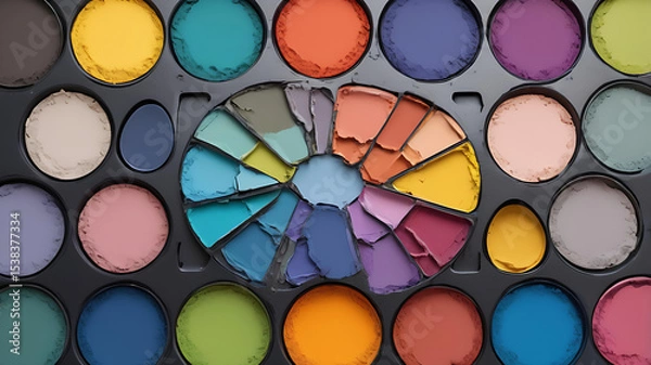 Fototapeta Artistic Makeup Palette A Colorful Spectrum of Broken Eyeshadows