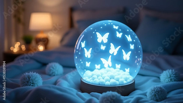 Fototapeta Enchanted Butterfly Globe A Serene Nightlight for Tranquil Sleep