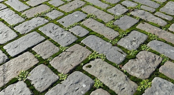Obraz Stone Path Ecosystem: Nature's Resilience in Urban Paving