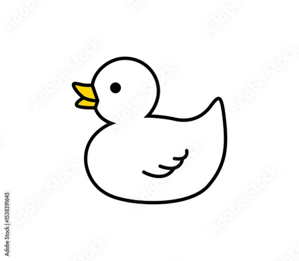 Obraz Duck painting on a white background. Hand drawn outline doodle duck icon. Vector graphic design.