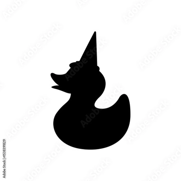 Obraz Black horned duck silhouette on a white background. Vector graphic design
