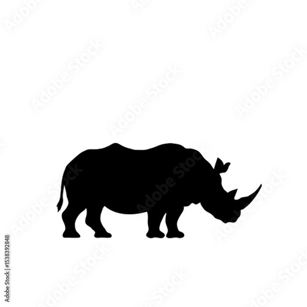 Fototapeta Powerful Minimalist Black Silhouette of a Rhino – Simple and Iconic Wildlife Illustration Celebrating Nature in Digital Art