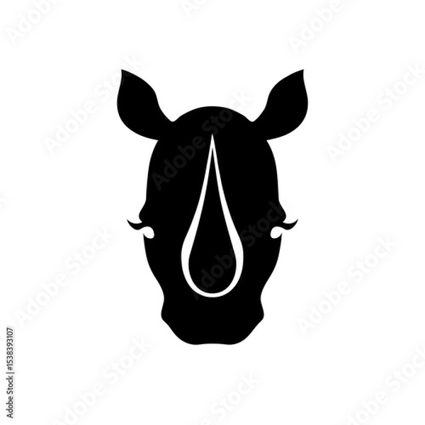Fototapeta Minimalist Black and White Vector Illustration of a Rhinoceros Silhouette – Simple Geometric Shapes and Clean Design for a Modern, Stylized Wildlife Representation