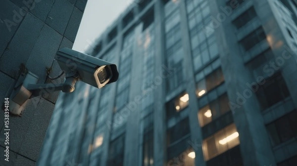 Obraz security camera on the office building, safety, cctv