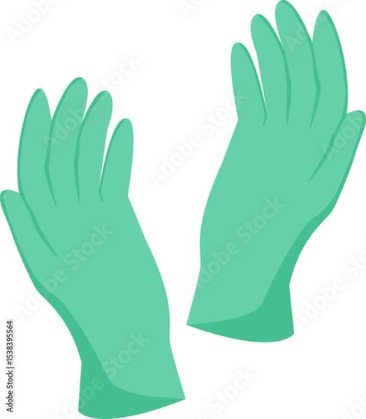 Fototapeta Medical protective latex gloves in green color. Vector illustration with transparent background.