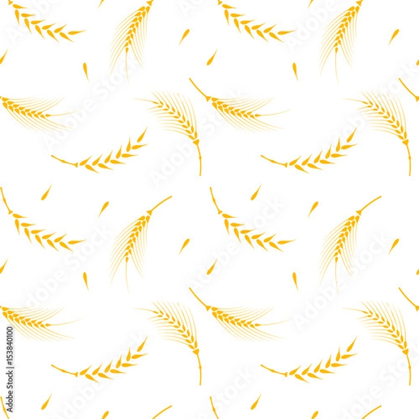 Fototapeta Wheat pattern on a white background.