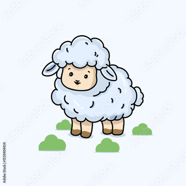 Obraz Cute Adorable Sheep Cartoon Vector Illustration Concept with Isulated Flat Elements