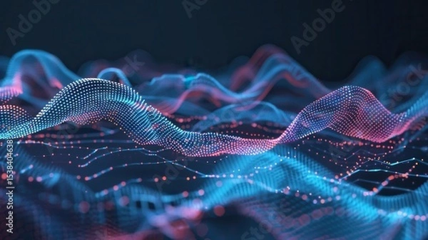 Fototapeta Digital latency visual with glowing wave points. AI-generated.