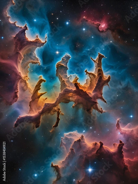Fototapeta Carina Nebula with Fiery Colors and Star-Forming Regions in Deep Space