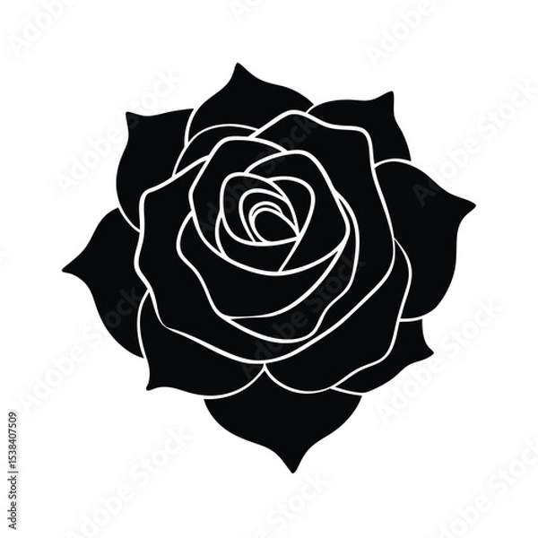 Obraz Top view rose flower vector silhouette