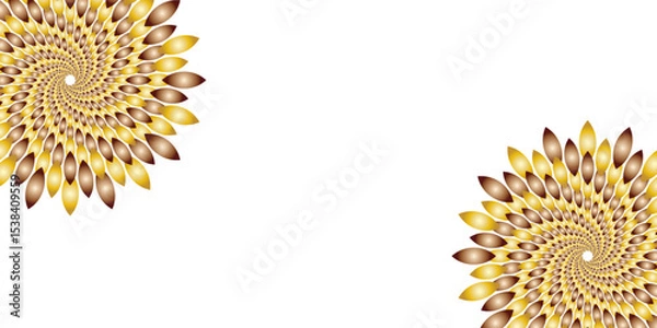 Obraz  "Abstract Mandala art golden spiral flower with petal-like elements on a white background. Modern decorative fractal design, perfect for luxury branding, or ornamental digital illustration"