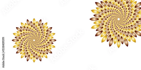 Obraz  "Abstract Mandala art golden spiral flower with petal-like elements on a white background. Modern decorative fractal design, perfect for luxury branding, or ornamental digital illustration"