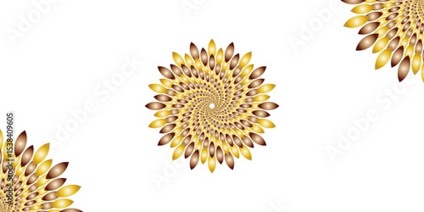 Obraz  "Abstract Mandala art golden spiral flower with petal-like elements on a white background. Modern decorative fractal design, perfect for luxury branding, or ornamental digital illustration"
