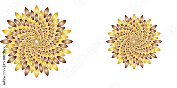 Obraz  "Abstract Mandala art golden spiral flower with petal-like elements on a white background. Modern decorative fractal design, perfect for luxury branding, or ornamental digital illustration"