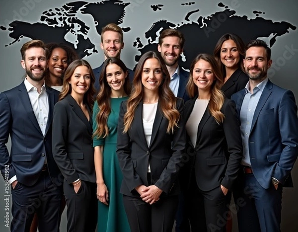 Fototapeta Diverse team of business professionals posing together