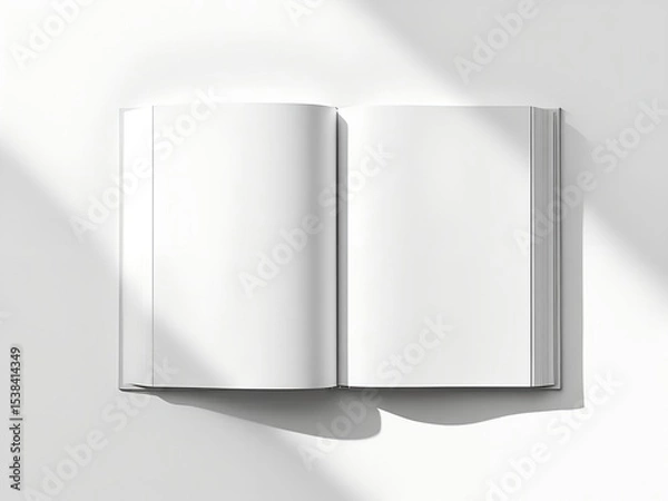 Fototapeta Open blank book mockup with clean pages on white background