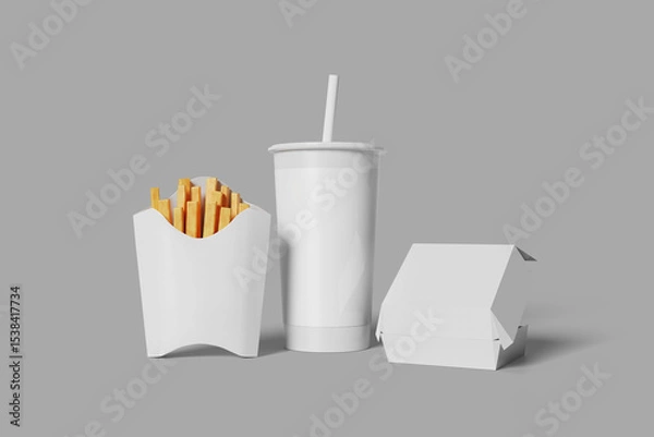 Fototapeta Realistic Fast Food Packaging Mockup for Client Display