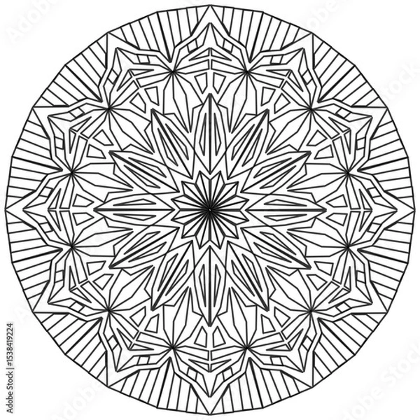 Fototapeta Mandala 372, ethnic, swirl pattern, object isolated on white background. Coloring page 431, hand drawn, vector.