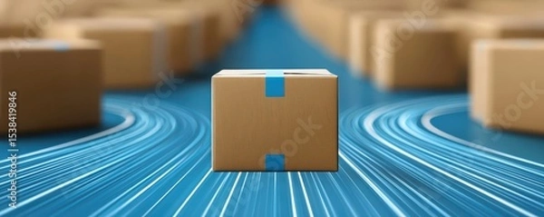 Fototapeta Modern logistics innovation aerial view of package delivery workflow