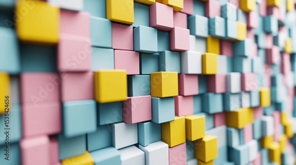 Obraz Colorful square blocks create a vibrant abstract design.