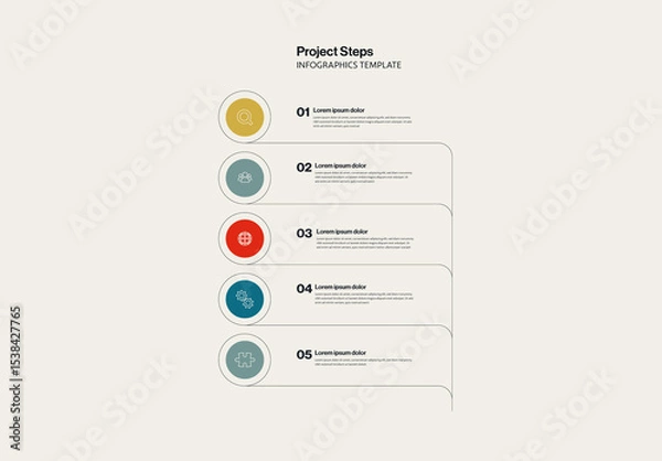 Fototapeta Timeline Infographic Template Vertical 5 Menu Options with Icons