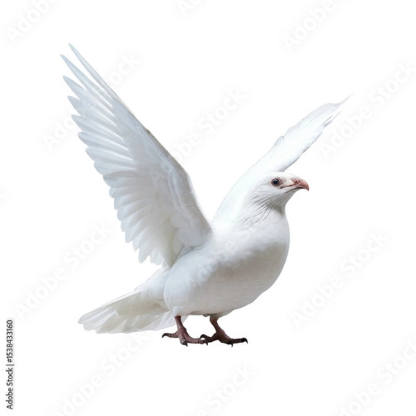 Fototapeta white pigeon dove flying on the transparent background 