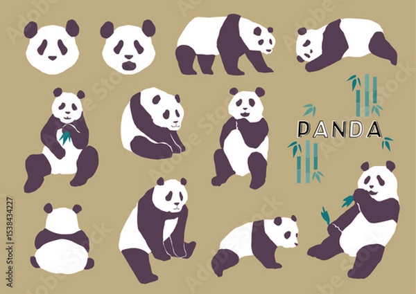 Obraz 色々なポーズのパンダ　セット