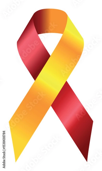 Fototapeta Realistic Awareness Yellow with red ribbon. World Hepatitis Day. Yellow-red awareness ribbon. 3d tape EPS 10. Design Template for poster, Website Magazine